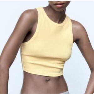 Zara Yellow Ribbed Crop Top